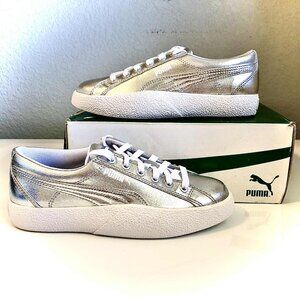 NWT PUMA Love Metallic Silver Lace-up Platform Sneakers 6 MSRP $129